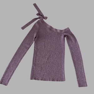 INTERMIX Metallic Burgandy Off The Shoulder Top